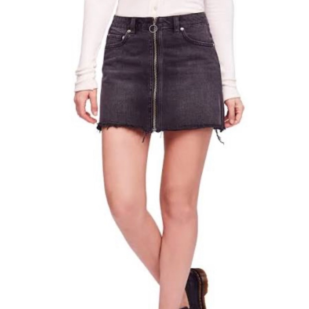 Free People Black Jean Skirt